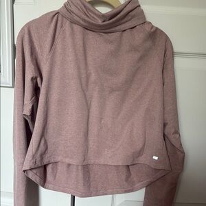 Cozy Pink Cowl Neck Crop Top